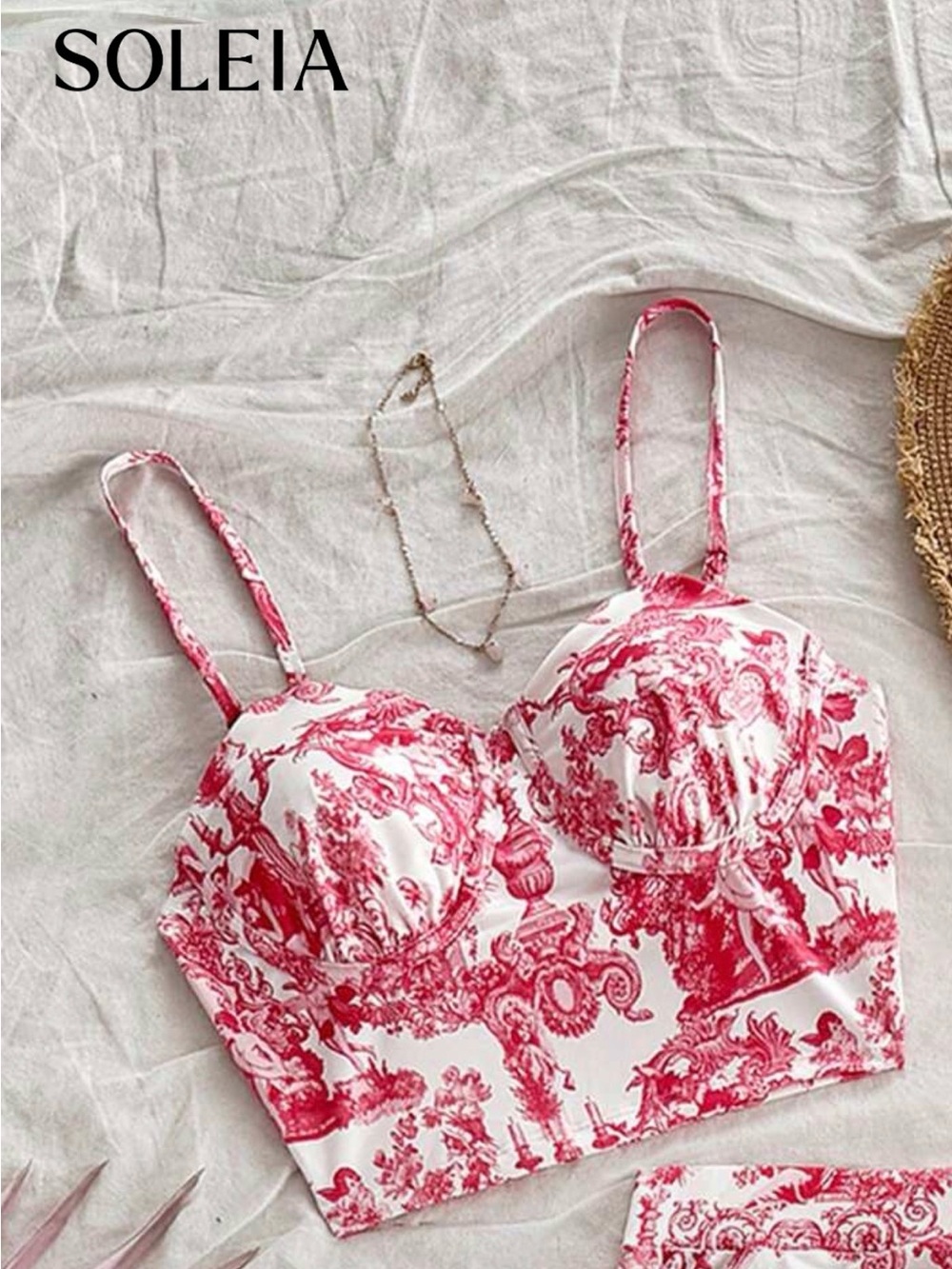 Red Toile Longline Bralette